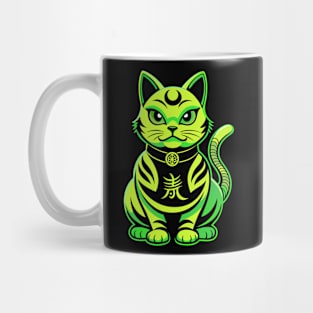 Vibrant green japanese maneki neko cat Mug